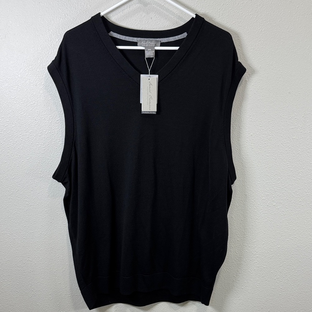 Daniel Cremieux Men's L‎ Black Merino Wool Blend V-Neck Sweater Vest with Tags